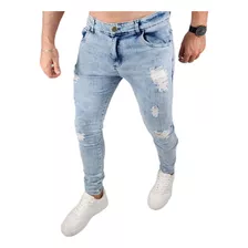 Calça Masculina Jeans Rasgada Lycra Premium Destroyed Slim