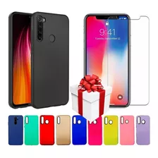 Protector Case Rígido Liso + Vidrio Xiaomi Redmi Note 8 Pro