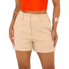 Short Social Feminino Alfaiataria Com Elastano Verão Top