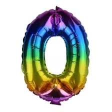 Balão Metalizado Números Arco Iris Color 40cm Escolha O Seu