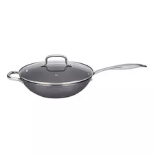 Wok Com Tampa E Alça Brinox Ceramic Life Unique Cinza 28 Cm