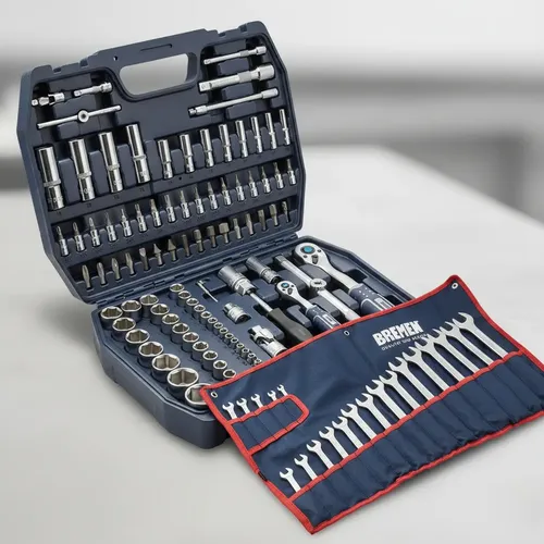 Kit Bremen: Set Llave Tubo Bocallaves 94pz 1/2-1/4 Mm Gris + Llaves Combinadas Juego 19 Pc 6-24