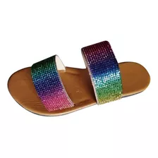 Glitter Bling Feminino De Alta Qualidade Fancy Slide Flat Lo