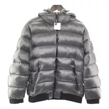 Campera Calvin Klein Puffer Pluma Ganso Xl Gris Jaspeado