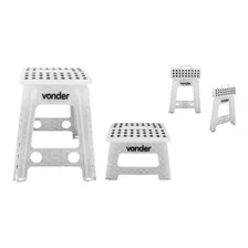 Kit C/ 2 Banqueta Plástica Dobrável 220 E 450mm Vonder 150kg