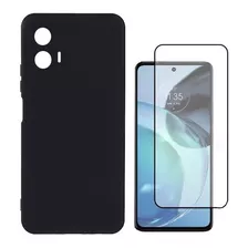 Capa Capinha Aveludada Para Moto G53 5g + Película 3d Vidro Cor Preto