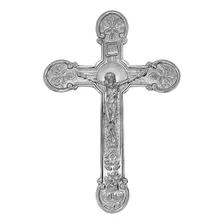 Crucifixo Floreado 25cm - Cromado P/ Tumulo, Lapide E Jazigo