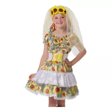 Vestido Noiva Caipira Festa Junina Curto Infantil 2-12 Anos