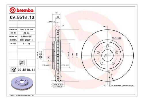 Par Discos Brembo Chevrolet Malibu Maxx Ss 2006-2007 Delante Foto 2