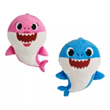 2 Pelucia Baby Shark 23cm Rosa E Azul Kit Premium 