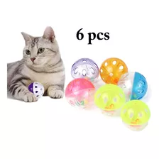 Juguete Pelota Gatos Juguete Interactivo Gato Roro Pelota Cascabel De Colores 6pcs 