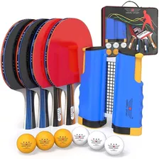 Juego Raqueta Ping Pong, Red Retráctil Con Postes, 6 Pelotas