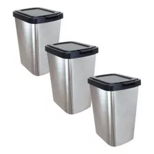 3 Lixeira Cesto De Lixo 9 Litros Cozinha E Banheiro Inox