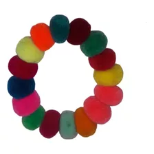 Pulsera Pompon Vellon De Oveja Arcoiris X10u - Barro Cocido