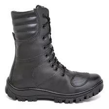 Bota Motociclista Motoboy Militar Samu Couro Preto