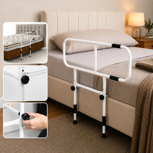 Barra Apoio Grade Proteção Lateral De Cama Para Idoso Biomed Branco