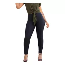 Calça Legging Coton Com Bolso Cintura Alta Costura Reforçada