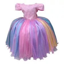 Vestido Chuva De Amor Candy Color Saia Com Gliter Luxo