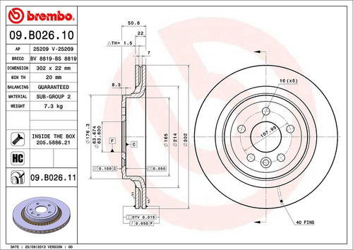 Kit 4 Discos Freno Volvo Xc60 3.0l L6 10-15 Brembo Foto 4