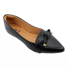 Sapatilha Mocassim Confort Feminino Bico Fino Napa Preto 