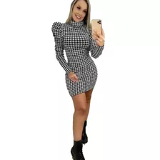 Vestido Tubinho Manga Longa Princesa Bufante Gola Alta 