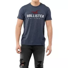 Camiseta Hollister Logo Graphic Tee Original Azul Tam Pp