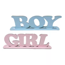 Palavra Boy Azul 10x30 + Palavra Girl Rosa 10x30 Novidade