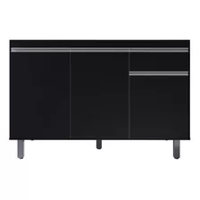 Gabinete De Pia 3 Portas 1 Gaveta Pop 120cm Preto Sem Tampo