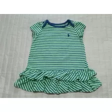 Vestido D Bebé Marca Ralph Lauren Talle 9 Meses Diseño Rayas