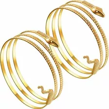 2 Pack Brazalete De Serpiente De Metal Remolino Serpiente Es