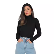 Blusa Cacharrel Forrada Gola Alta Manga Longa Flanelada Fem.