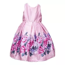 Vestido Floral Infantil Rosa