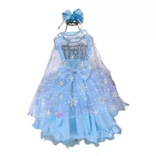 Kit Vestido Frozen E Tiara Com Saia De Armação