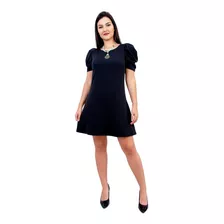 Vestido Casual Soltinho Manga Bufante Roupas Feminina Verão