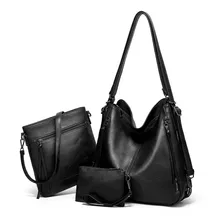 Bolsa Feminina De Ombro Grande Couro Resistente Kit 3 Peças!