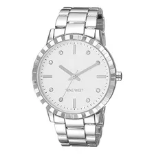 Reloj De Pulsera Plateado Con Detalles De Cristal Para Mujer