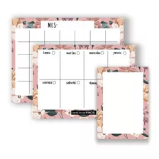 Combo 2 Planners Borrables + Pizarra Imantados Pink Flowers