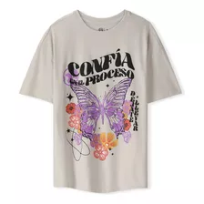 Playera Manga Corta Estampada C&a De Mujer