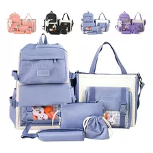 Set 5 Mochila Bolsas Escolar Estudiante Lapicera Tote+regalo