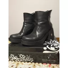 Botas De Vestir De Mujer Cuero Negro ¡oportunidad!