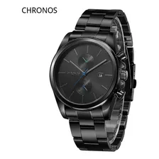 Relógios De Negócios Chronos Quartz Calendar Para Homens Cor De Fundo Preto/azul