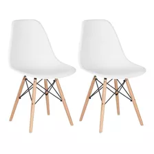 Kit 2 Cadeiras Charles Eames Wood Eiffel Dsw Cor Da Estrutura Da Cadeira Branco