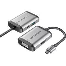 Adaptador Usb C Hub 4 Em 1 Tipo C Para Hdmi Usb3.0 Vga Pd