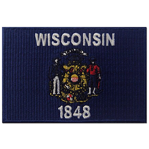 Foto de Bandera Del Estado De Wisconsin Bord El Emblema De Hierro E