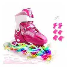 Patines En Linea Ajustables Para Niños 8 Luz Led Ruedas