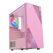 Gabinete Gamer Fantech Mid Tower Vidrio Templado + 4 Fan Rgb Color Rosa