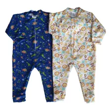 2 Macacão Com Zíper Soft Uni 1-2-3 Pijama Infantil Inverno