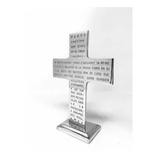 Cruz Padre Nuestro Con Base 17 X 12 Cm Pewter Brillo P/mesa