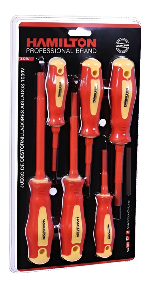 Juego Set Kit De 6 Destornilladores Aislado 1000v Hamilton Dj06v