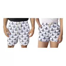 Kit 2 Shorts Namorados Casal Praia Mauricinho Tectel Pac Man